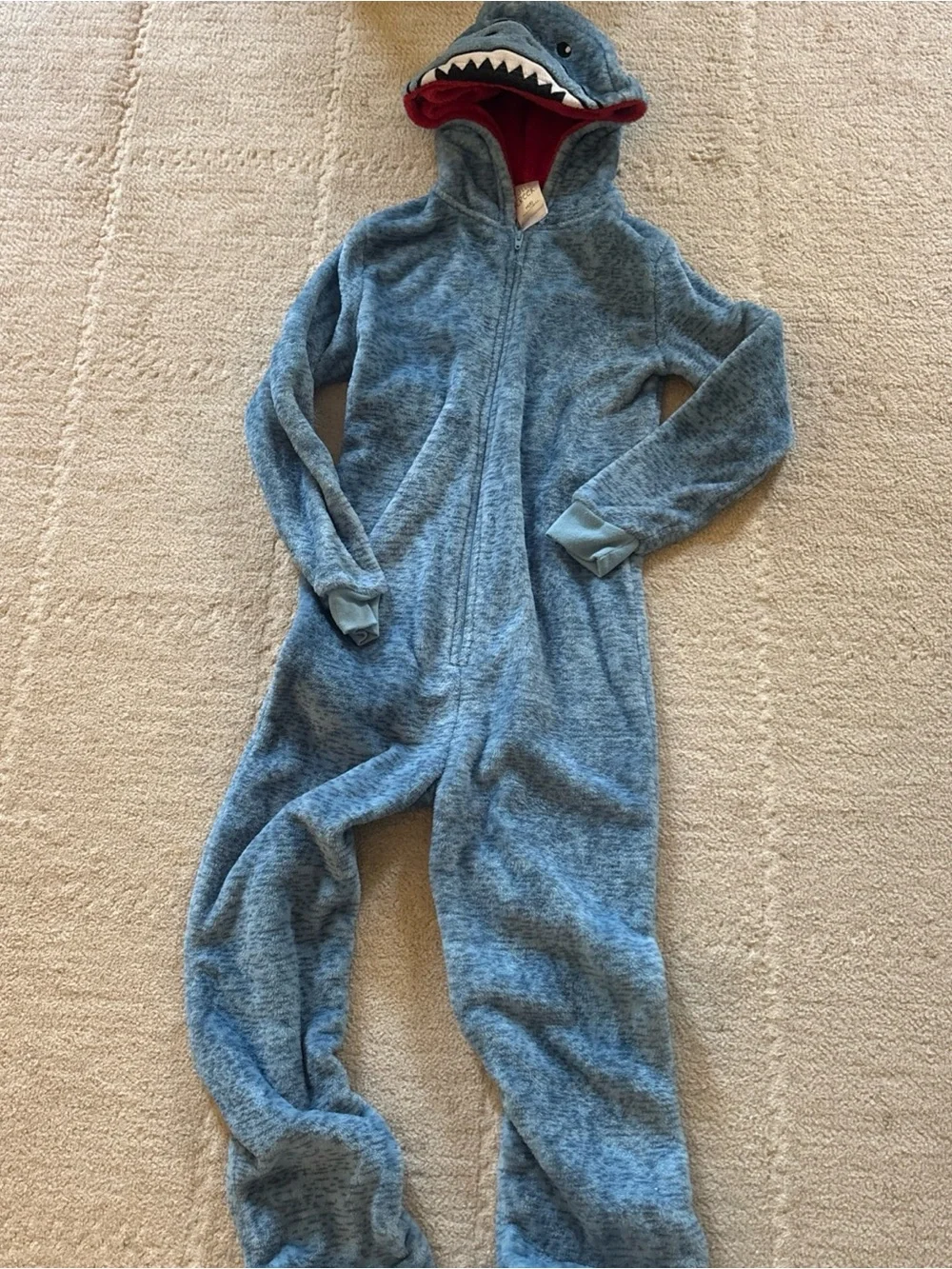 Falls Creek Blue Shark Hooded Kids One-Piece Fleece